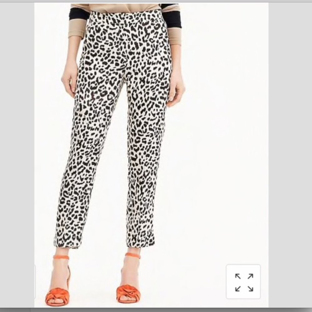 NWT JCREW easy pant leopard cheetah animal sz 6
